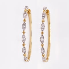 Pendientes de aro de diamantes con cierre de rosca Aros ovalados 14KYG EG14721Y45JJ LV