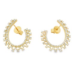 Diamond Hoop Earrings with 0.75ct in 14K Yellow Gold