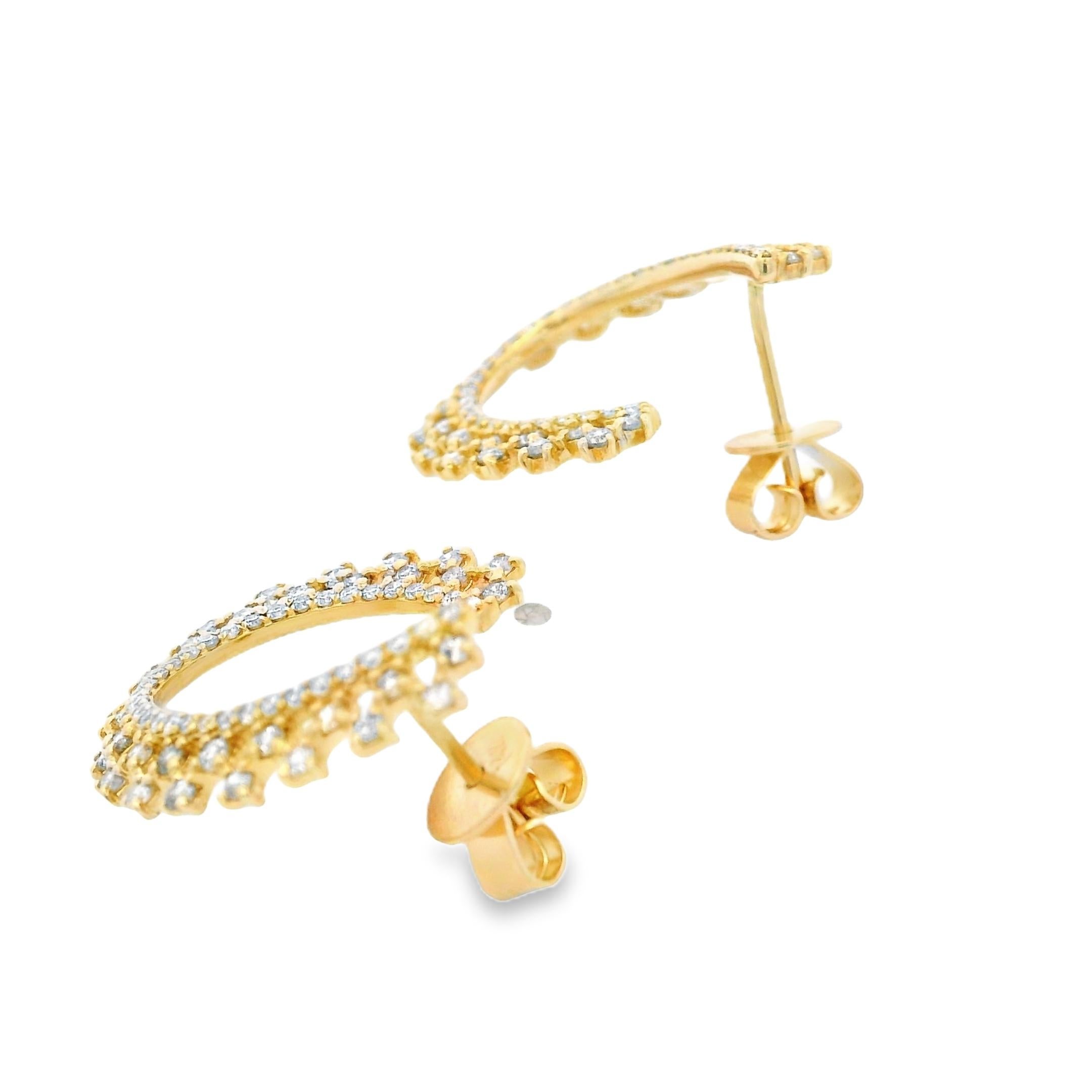 Pendientes de aro con diamantes de 0,75 ct en oro amarillo de 14 quilates Primer corte en venta