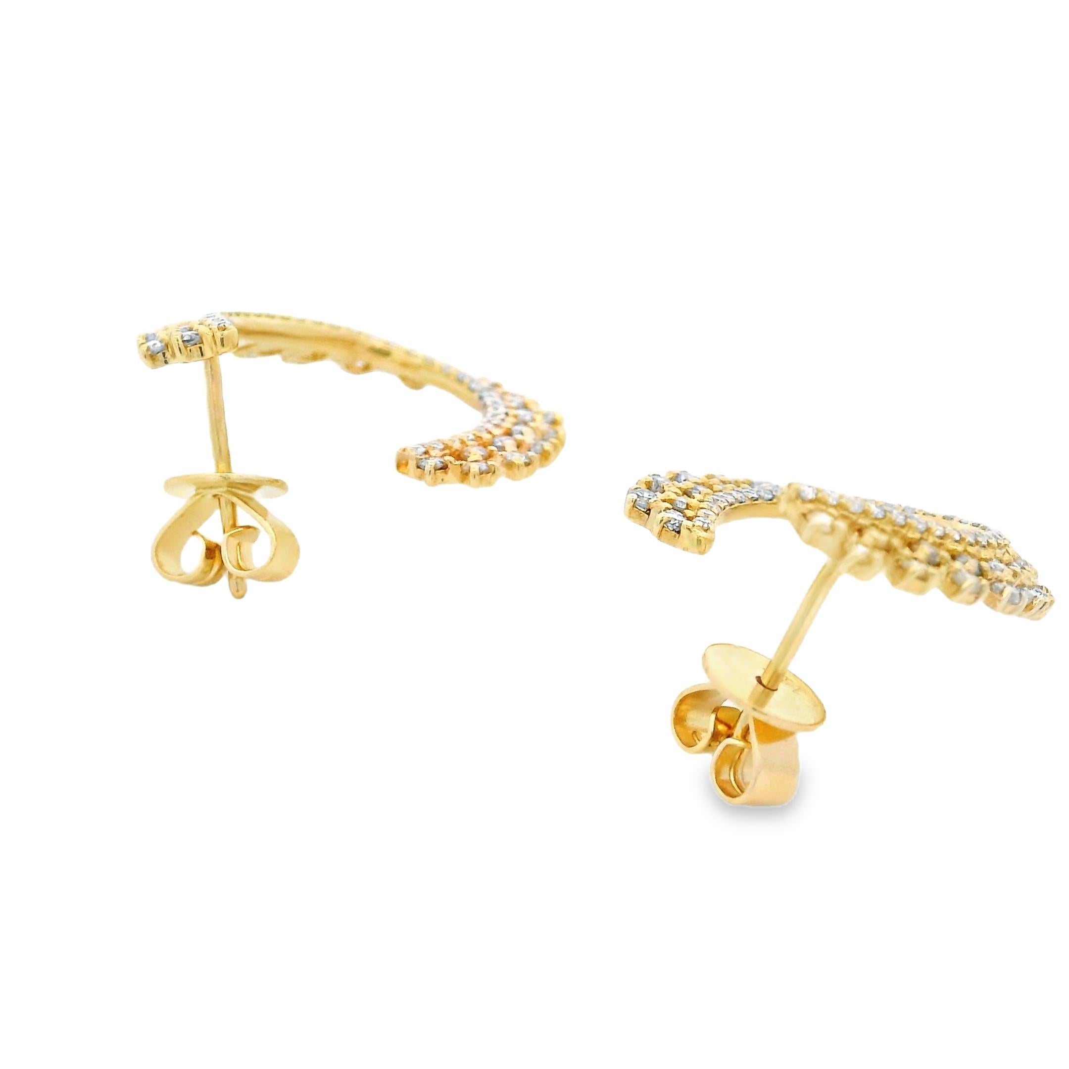 Pendientes de aro con diamantes de 0,75 ct en oro amarillo de 14 quilates en Nuevo estado para la venta en New York, NY