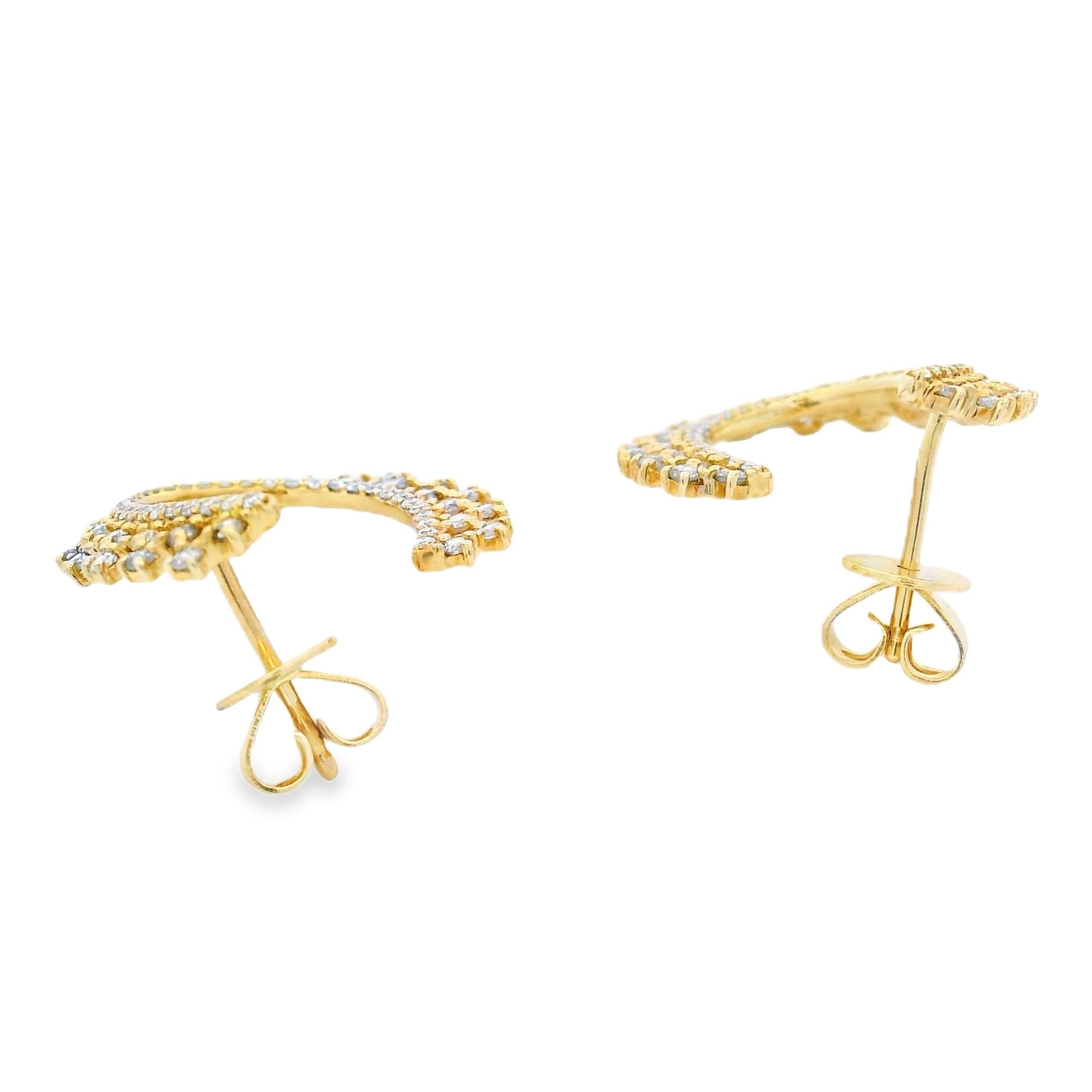 Pendientes de aro con diamantes de 0,75 ct en oro amarillo de 14 quilates en venta 1