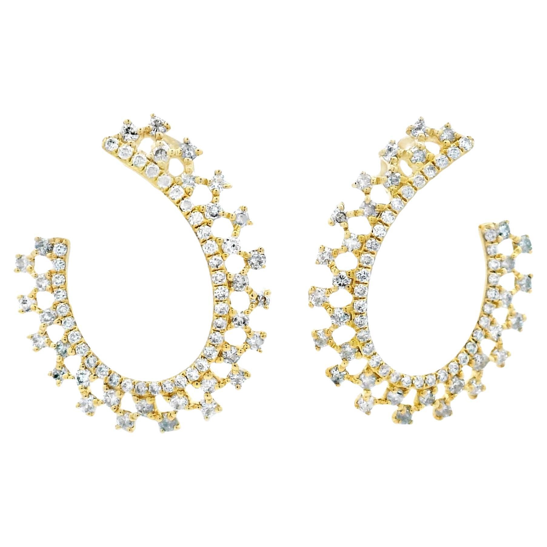 Pendientes de aro con diamantes de 0,75 ct en oro amarillo de 14 quilates