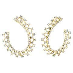 Pendientes de aro con diamantes de 0,75 ct en oro amarillo de 14 quilates