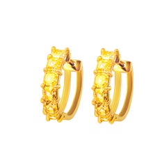 Diamond Hoop Earrings with Fancy Yellow Asscher Cuts