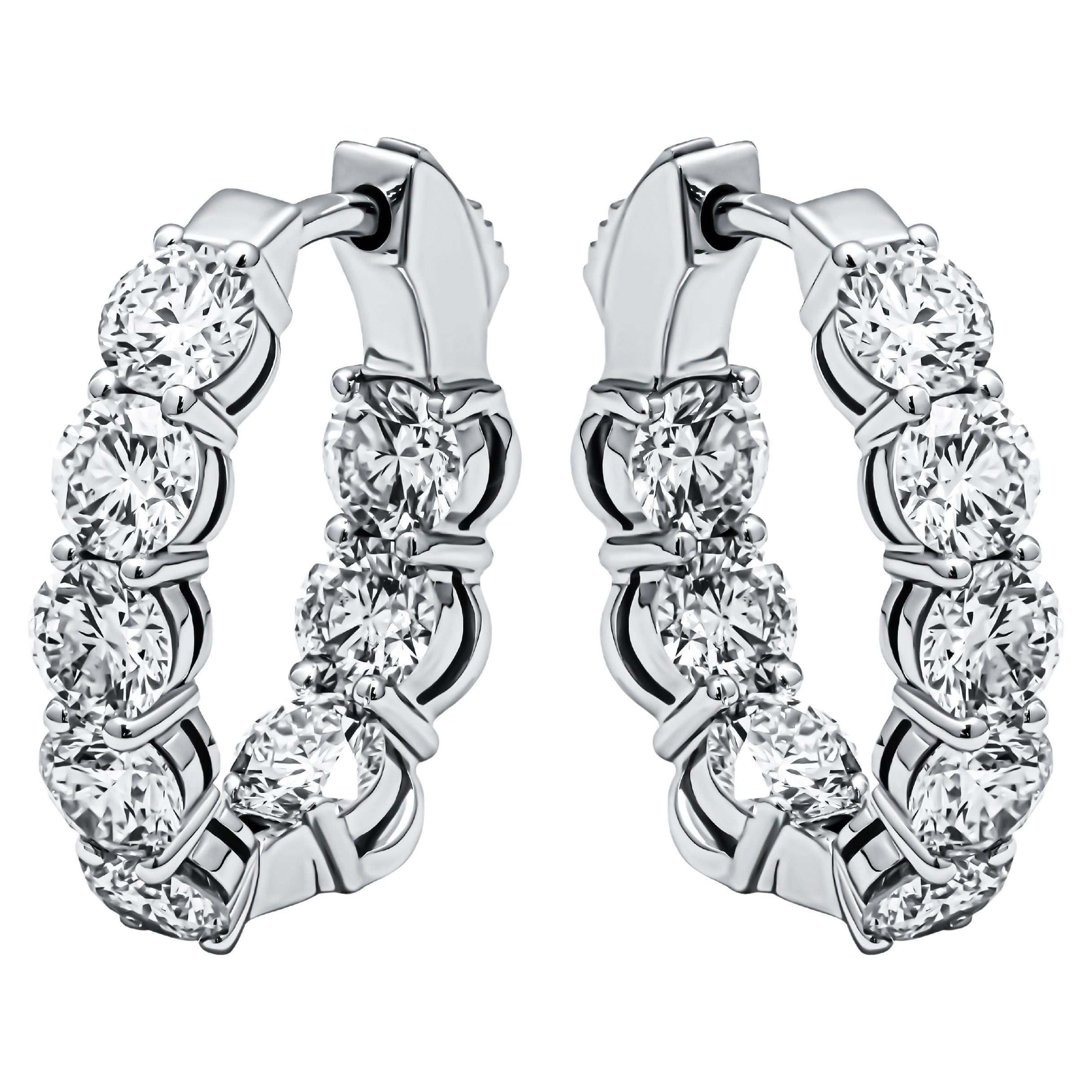 Diamond Hoop Earrings with Round Diamonds 