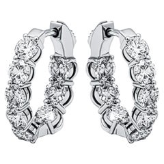 Diamond Hoop Earrings with Round Diamonds 