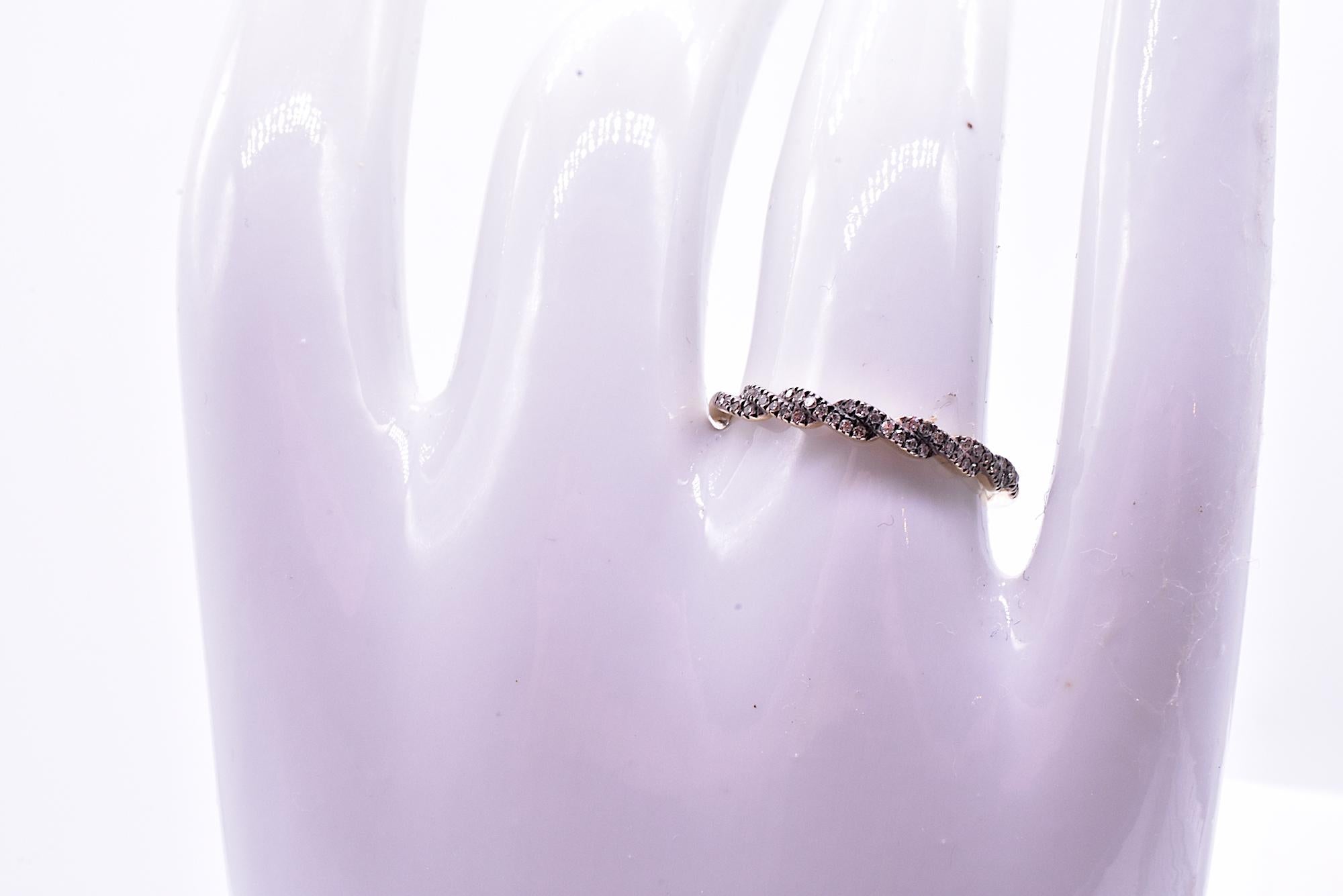 Diamond Half Hoop 15K Slender Eternity Band Ring, circa 1920 In Excellent Condition In Baltimore, MD