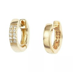 Diamond Hoop Handmade Earrings for Women in 14K Solid Gold