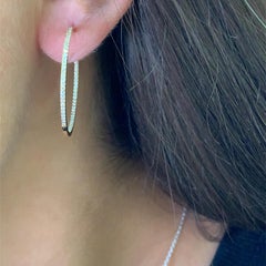 Diamond hoop huggie earrings 18k yellow gold