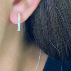 Diamond hoop huggie earrings 18k yellow gold