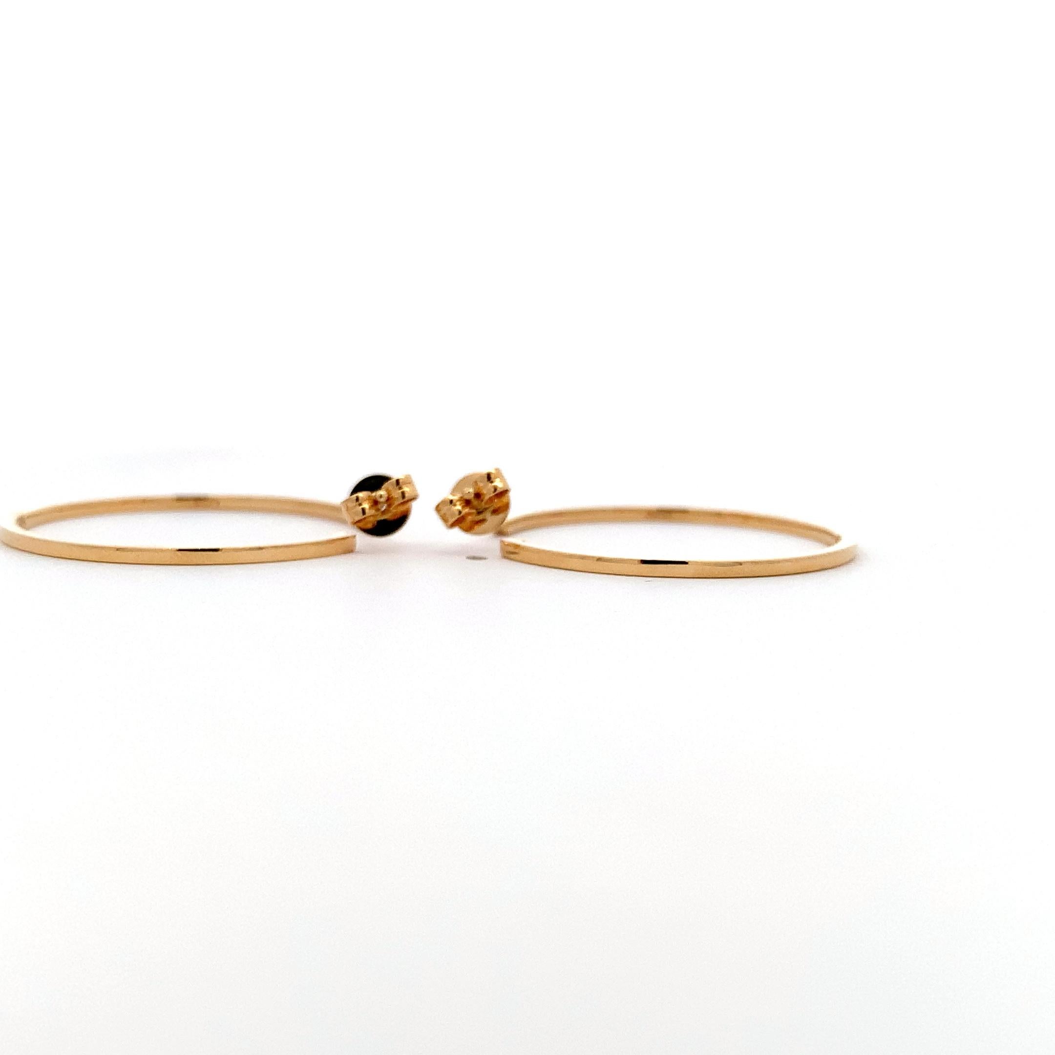 Diamond hoop huggie earrings 18k yellow gold For Sale 1