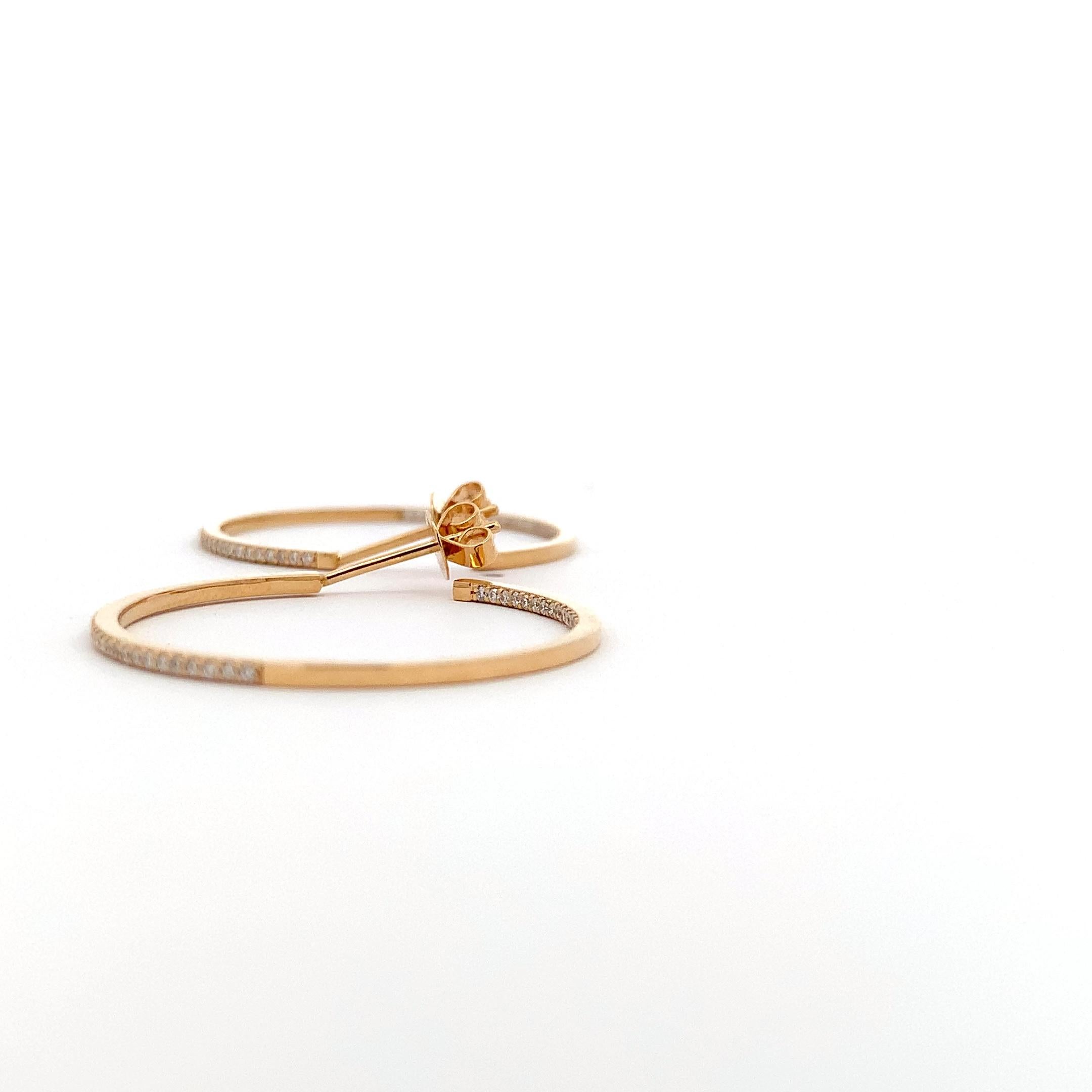 Diamond hoop huggie earrings 18k yellow gold For Sale 2