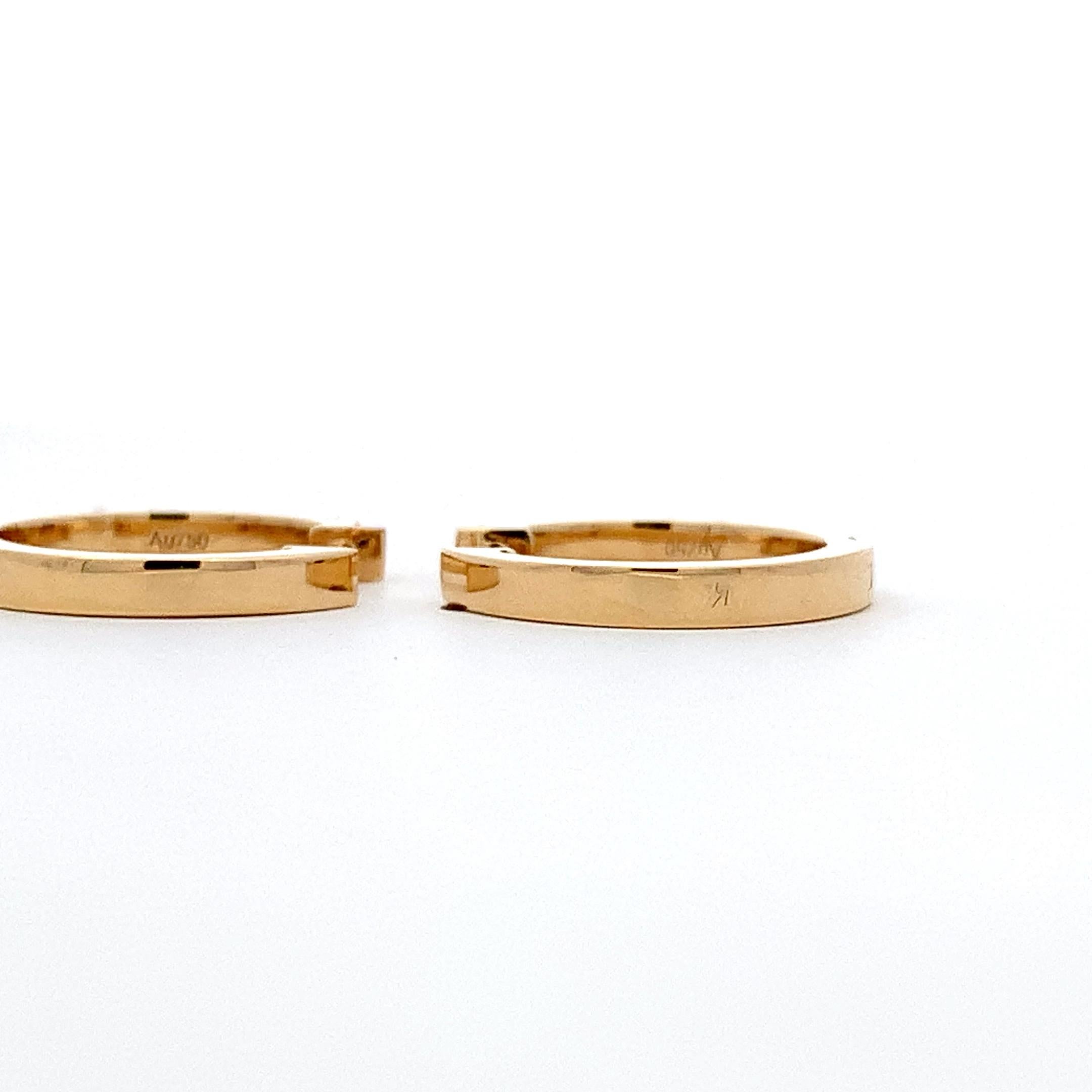 Diamond hoop huggie earrings 18k yellow gold For Sale 2