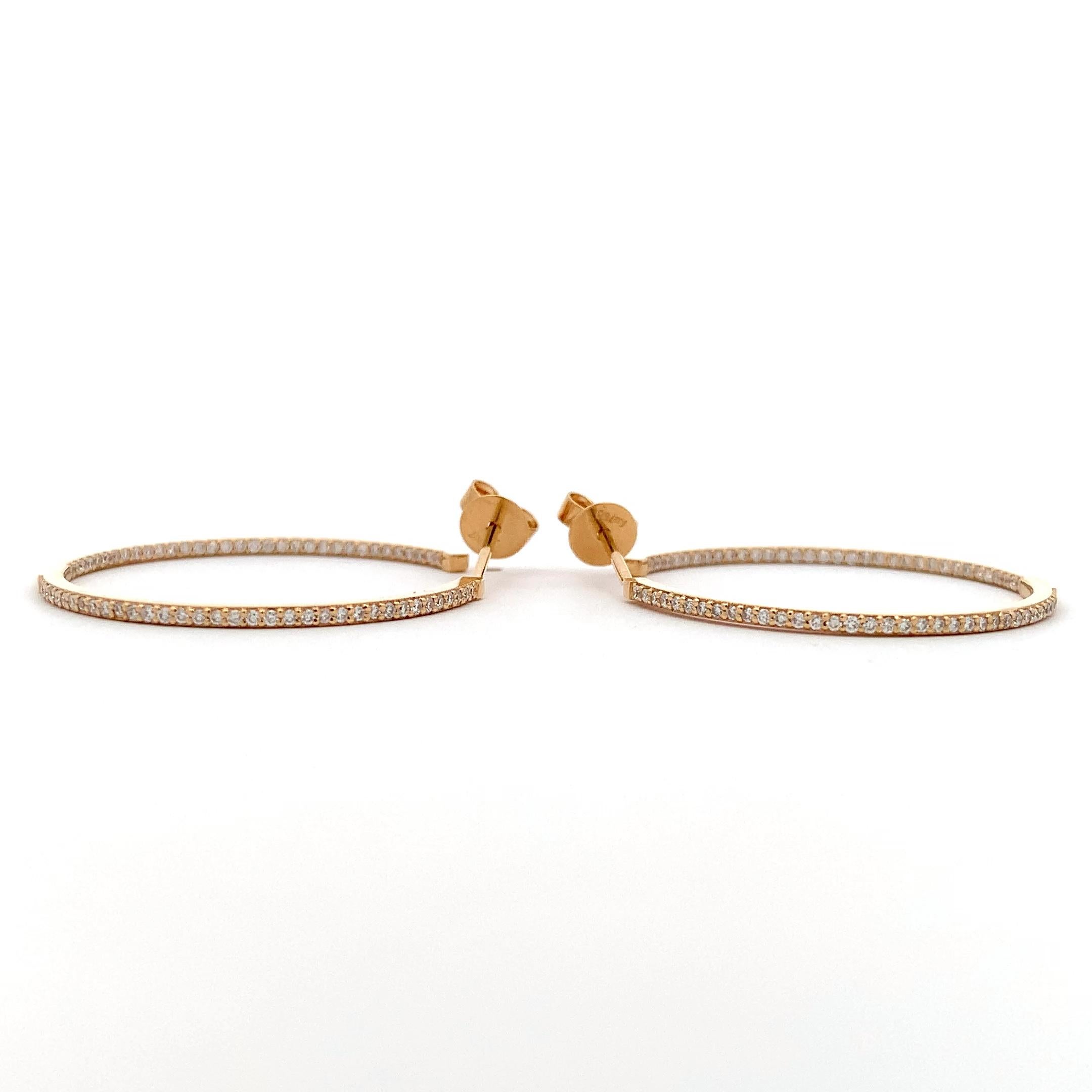 Diamond hoop huggie earrings 18k yellow gold For Sale 3