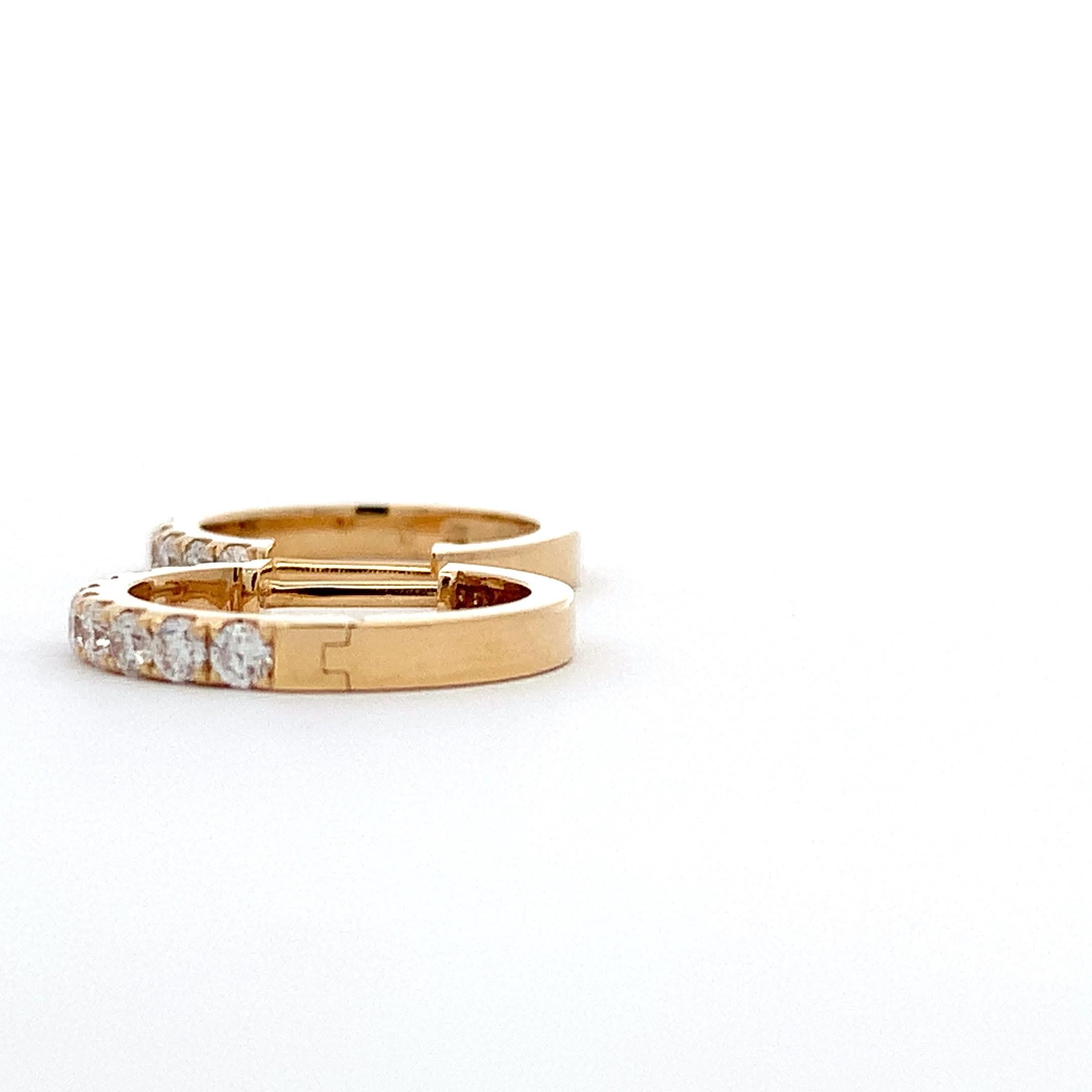 Diamond hoop huggie earrings 18k yellow gold For Sale 3