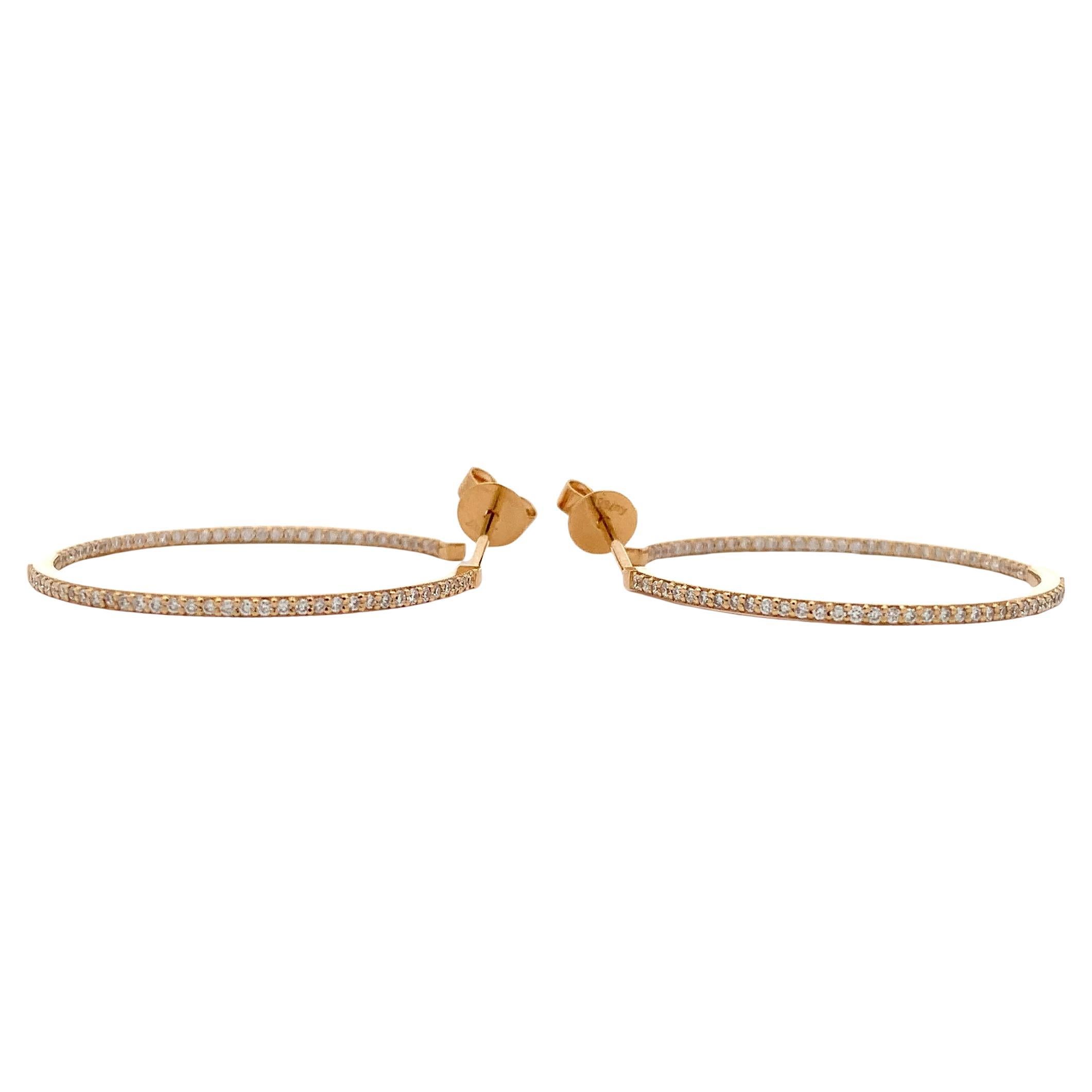 Diamond hoop huggie earrings 18k yellow gold