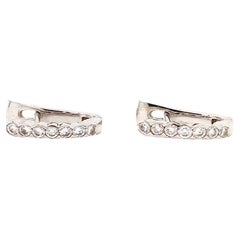 Diamond hoop huggies earrings 18k white gold