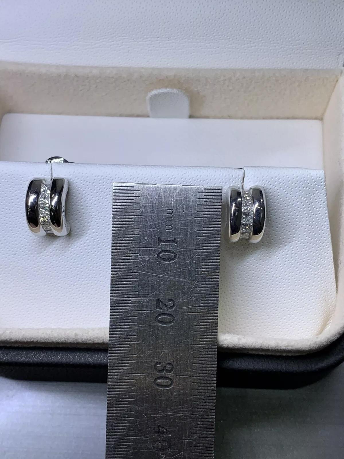 Princess Cut Diamond Hoop Stud Earrings 18ct white gold For Sale