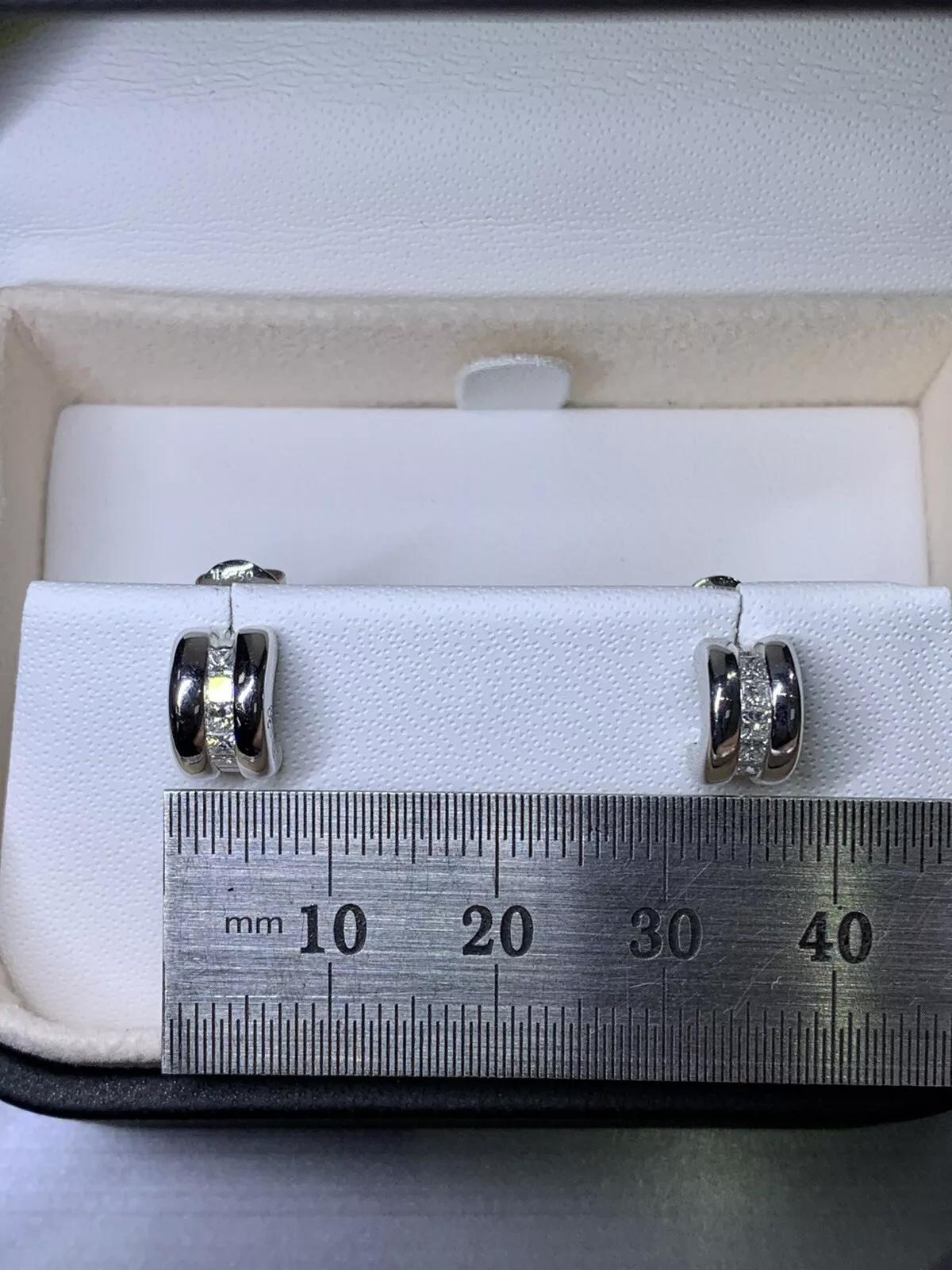 Diamond Hoop Stud Earrings 18ct white gold In New Condition For Sale In London, GB