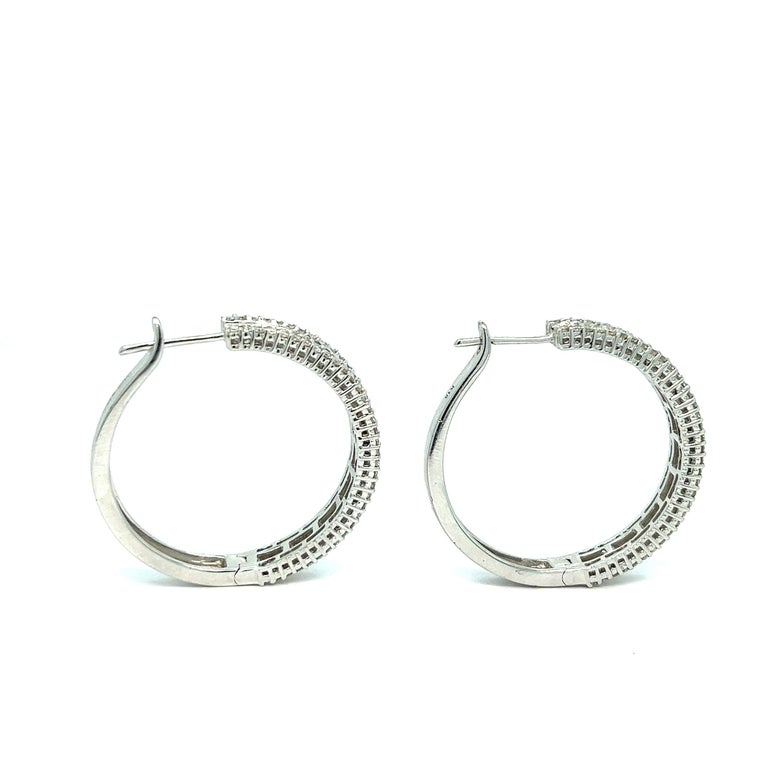 Diamond Hoop White Gold Earrings For Sale at 1stDibs