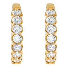 Diamond hoops "Huggies" 14K gold earrings