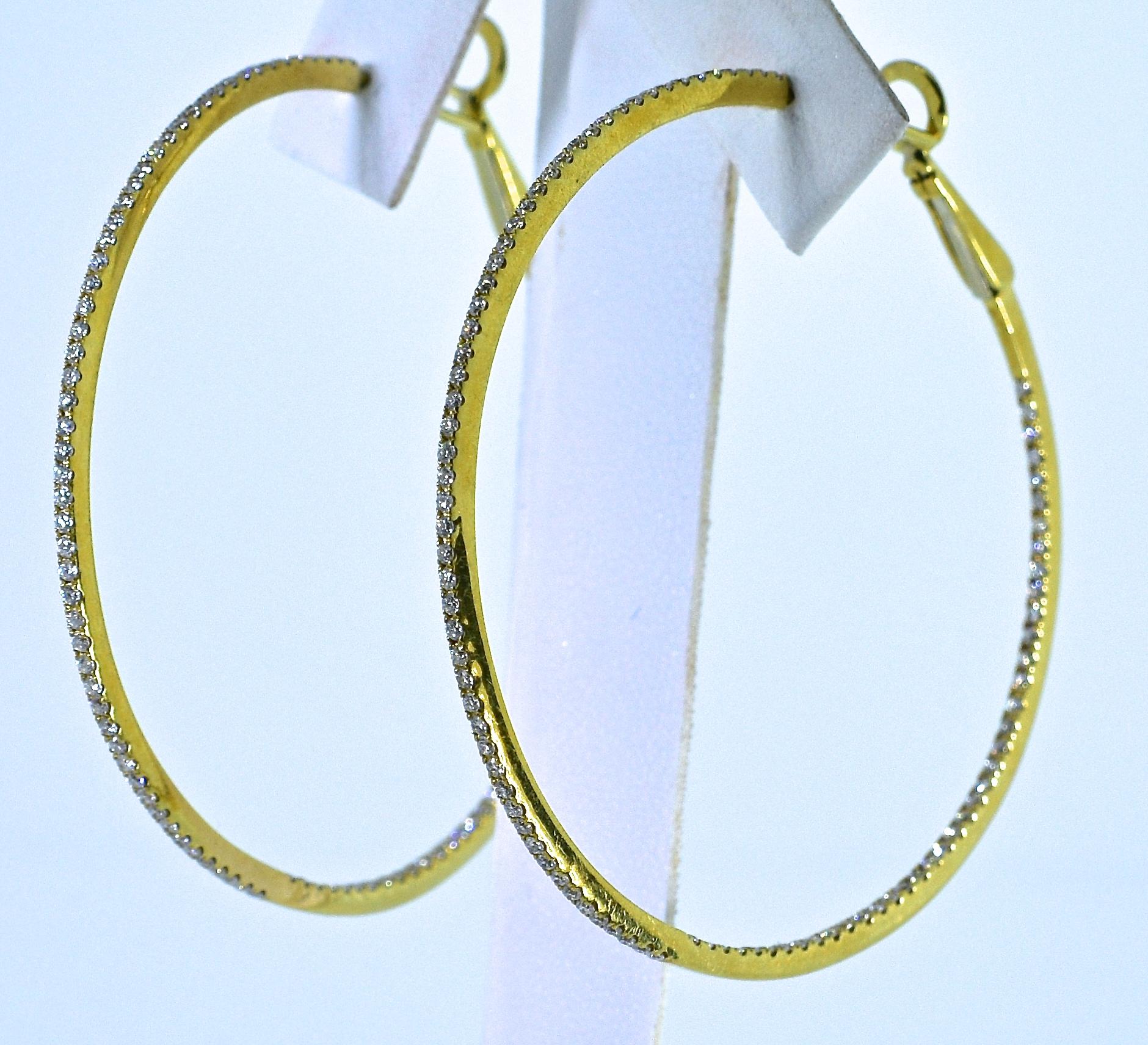 Brilliant Cut Diamond Hoops in 18 Karat