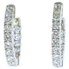 Diamond Hoops in 18K White Gold Earrings