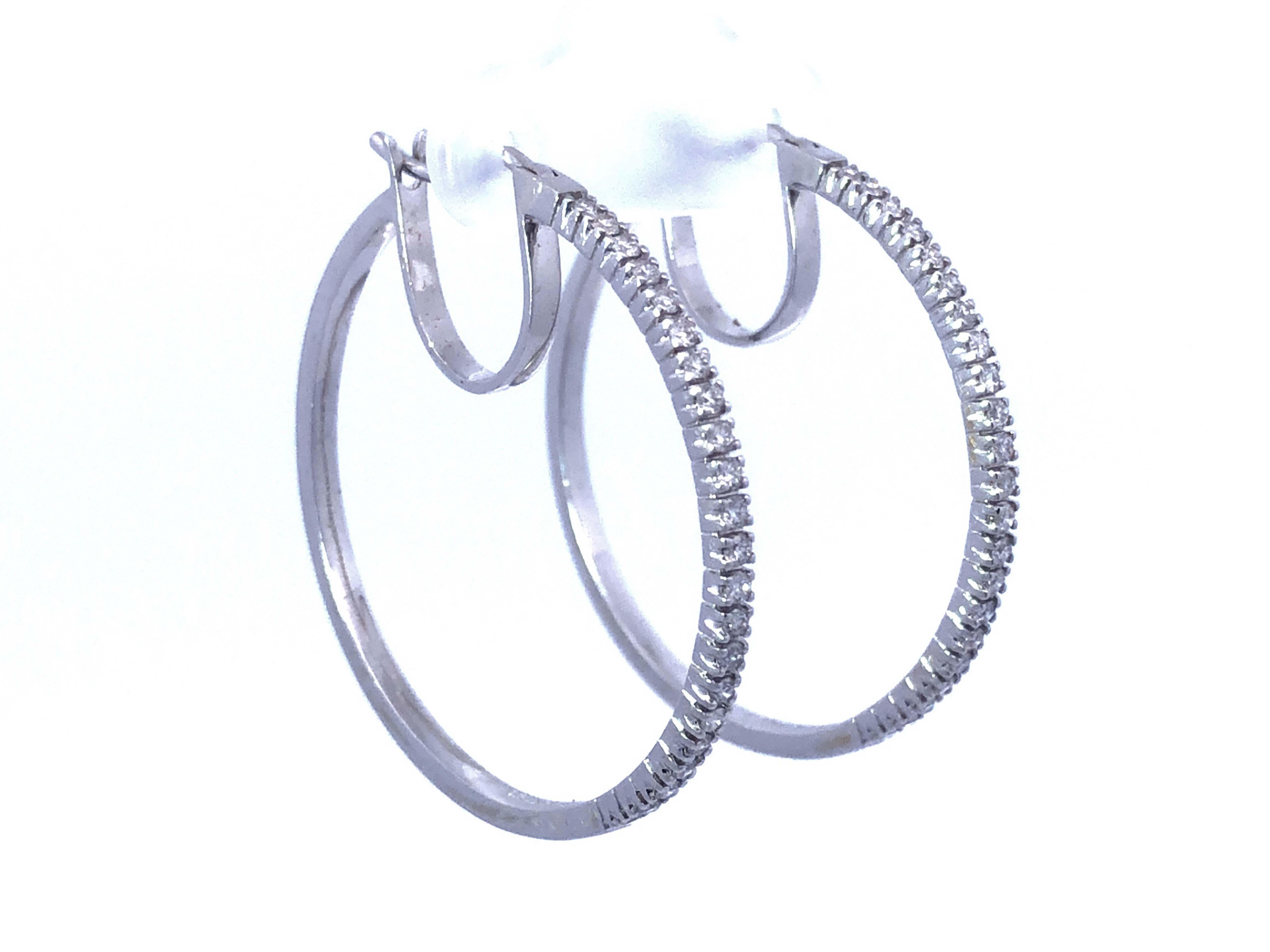 Women's Diamond Hoops in 18K White Gold For Sale