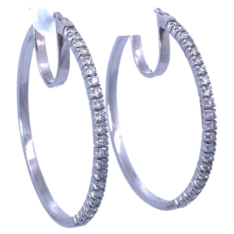 Diamond Hoops in White-Gold main image 1