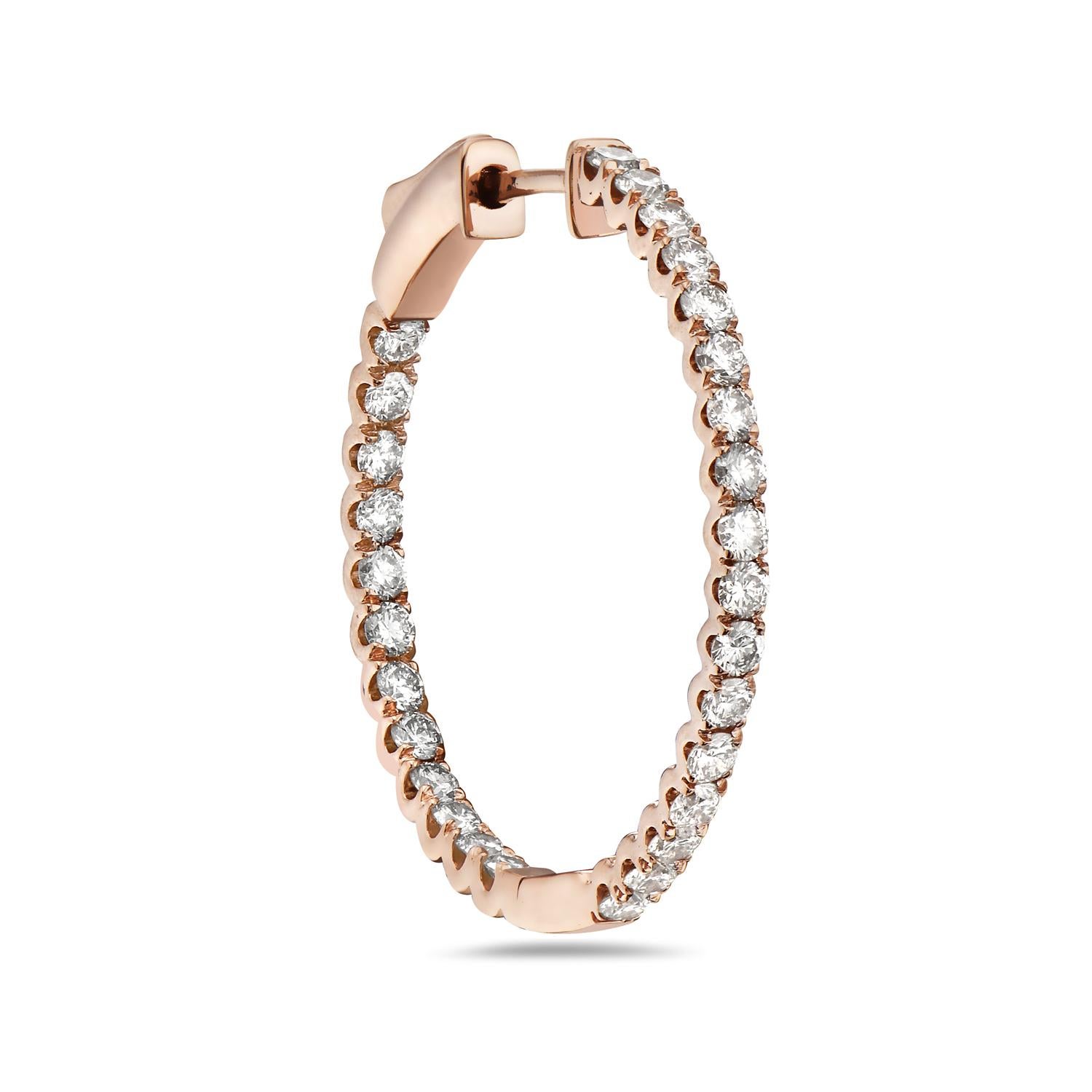 Taglio misto Cerchi con diamanti in oro rosa 14k in vendita