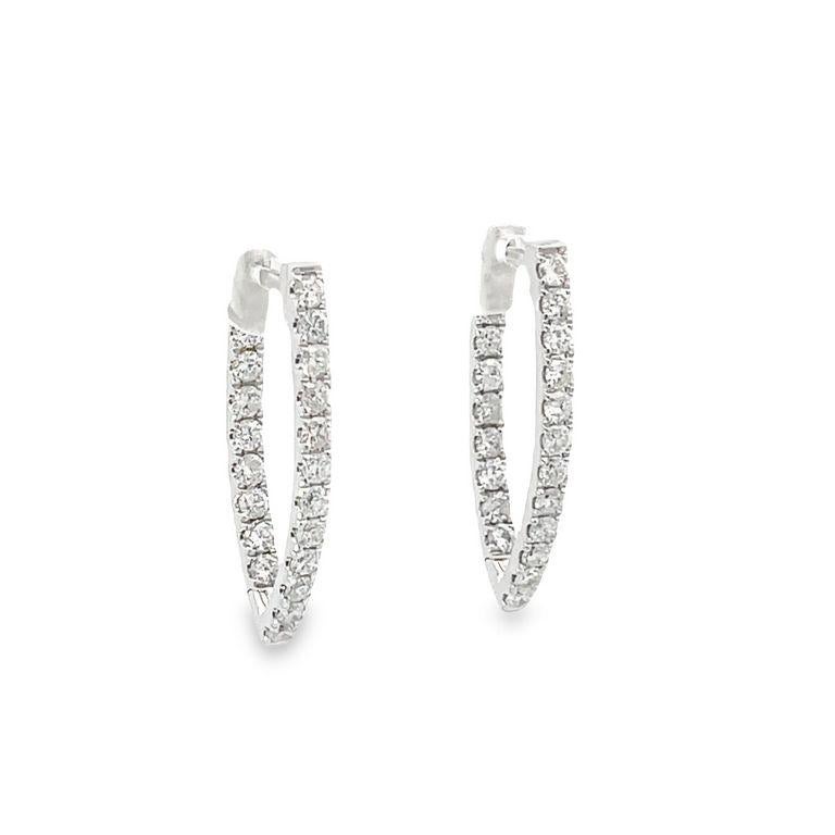 The name says it all. A pair of hoops that feature a total of 1.52 carats of round-cut diamonds. These are white diamonds that are perfectly crafted in 14K white gold, with an inside-and-out design that is perfect for everyday wear. The perfect