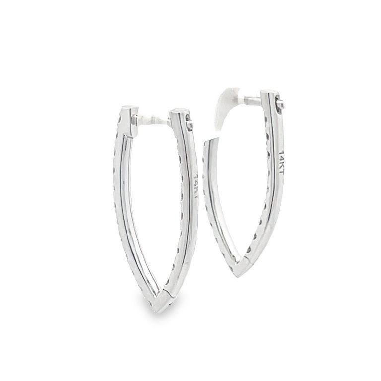 Diamond Hoops V Shape 1.52ct 14kw In New Condition For Sale In New York, NY