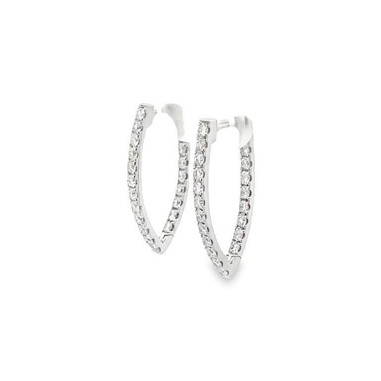 Women's Diamond Hoops V Shape 1.52ct 14kw For Sale