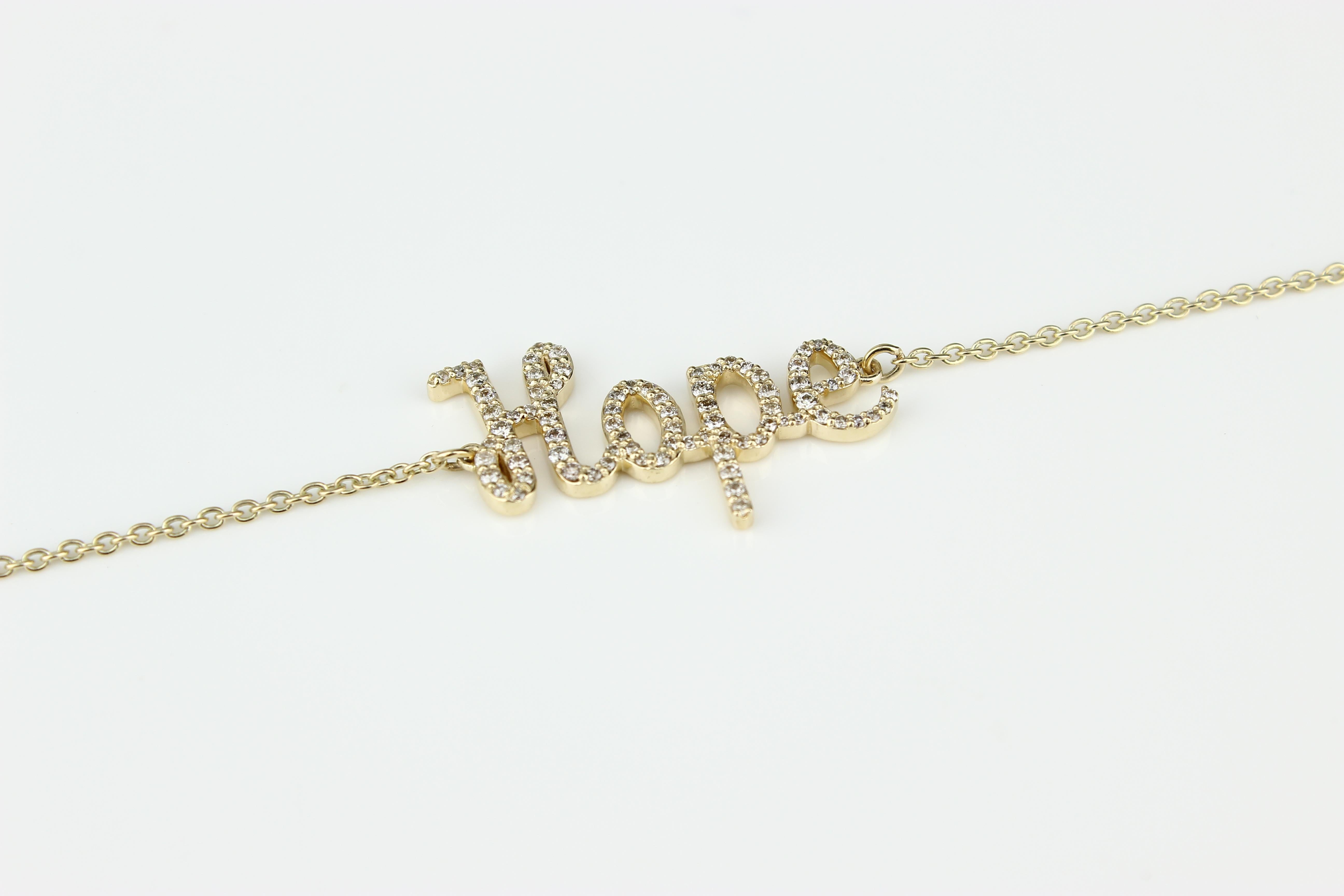 Bracelet à breloques Hope en or massif 18 carats et diamants Pour femmes en vente