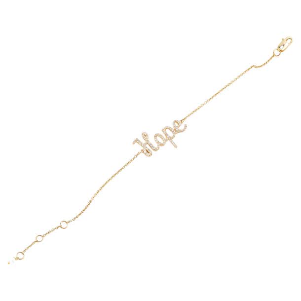 Gold Script Hope Diamond Hope Charm Bracelet in 18k Solid Gold For Sale at 1stDibs