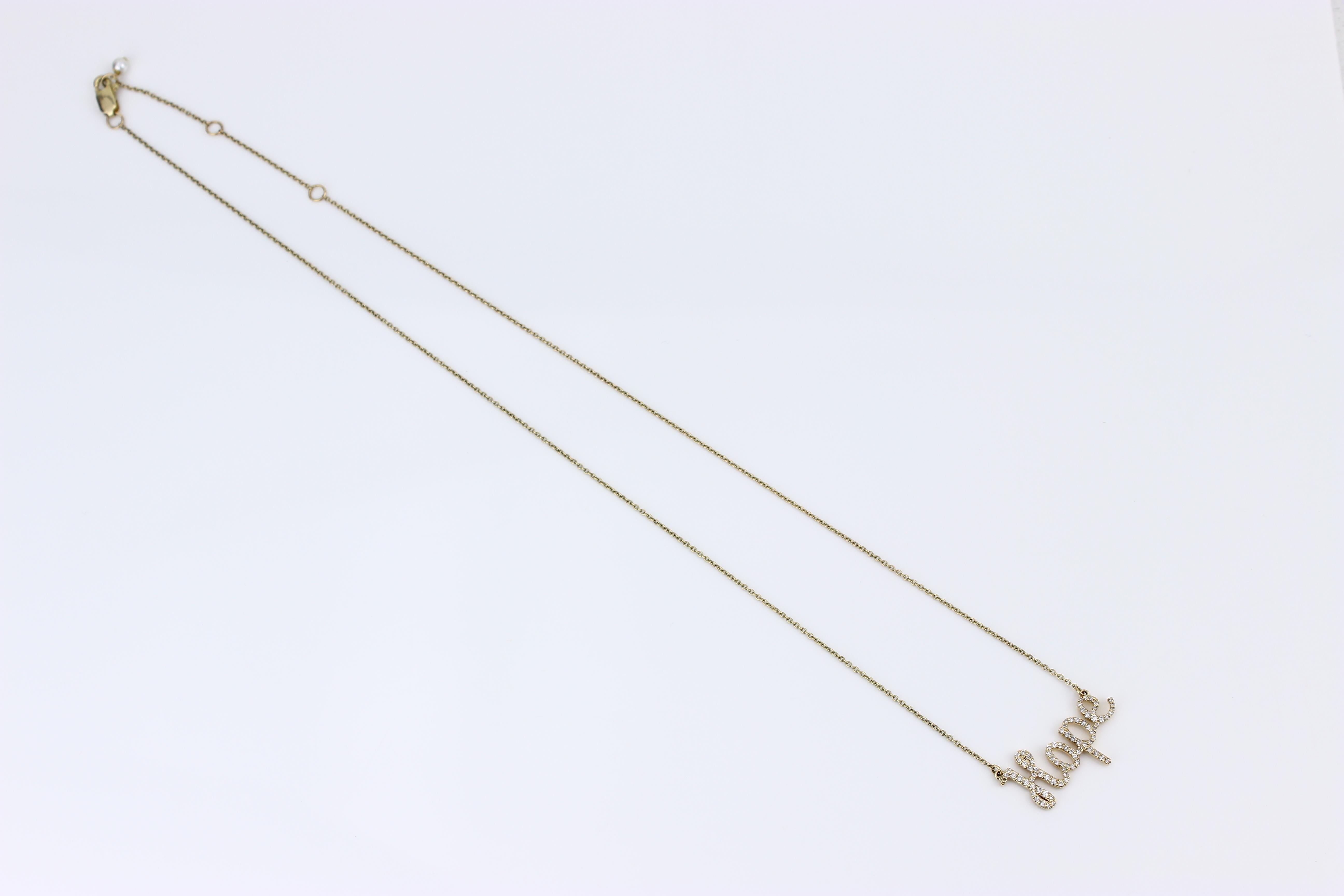 Collier pendentif Hope en or massif 18k avec diamants Pour femmes en vente