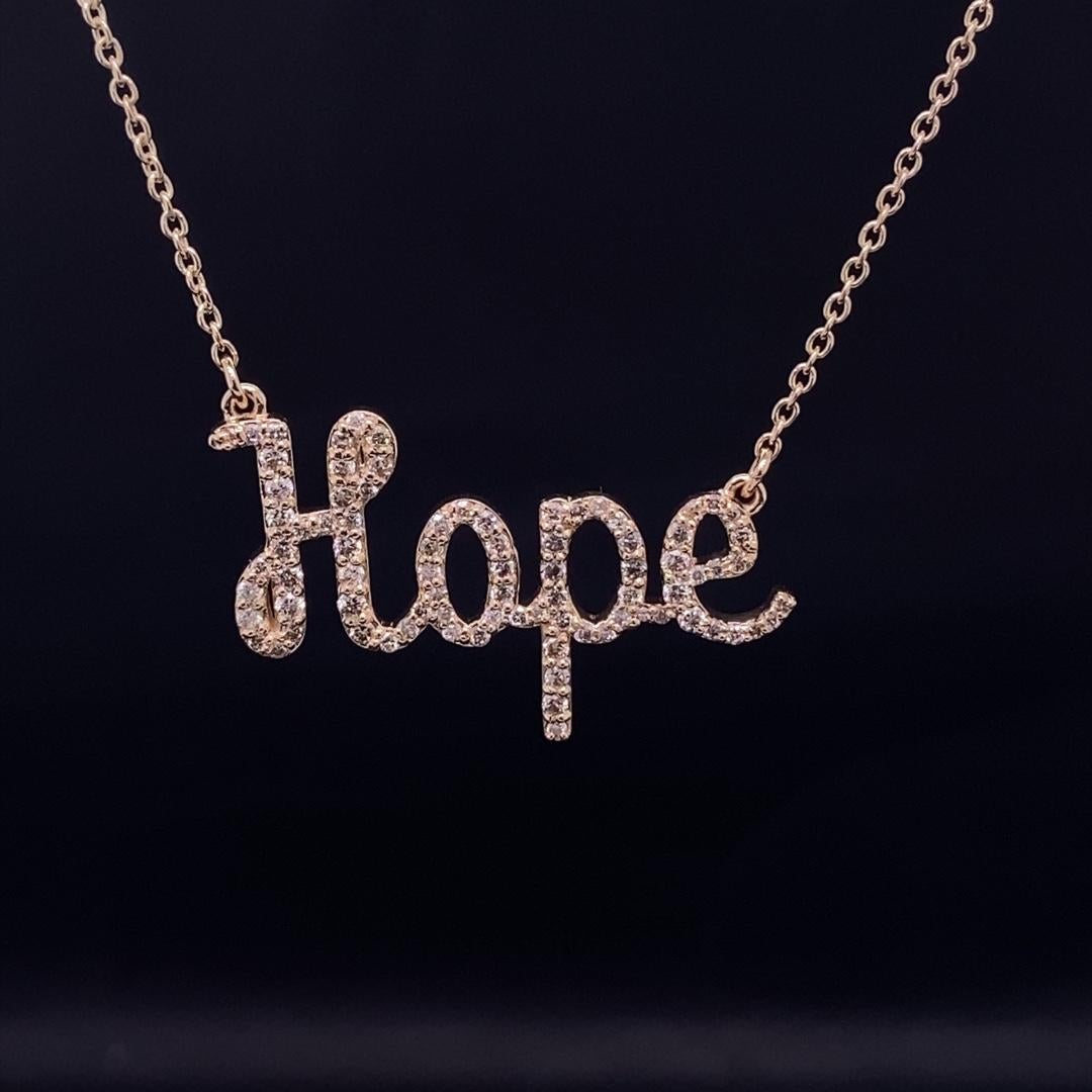 Diamond Hope Pendant Necklace in 18k Solid Gold For Sale 1