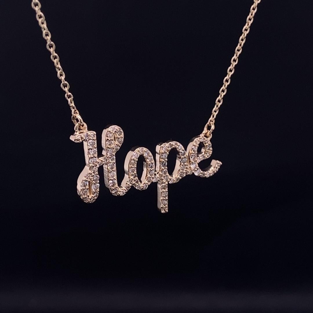 Diamond Hope Pendant Necklace in 18k Solid Gold For Sale 2