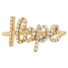 Diamond Hope Ring Set In 18K Solid Gold