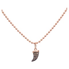 Diamond Horn 14k Rose Gold Charm Pendant Necklace by Sydney Evan