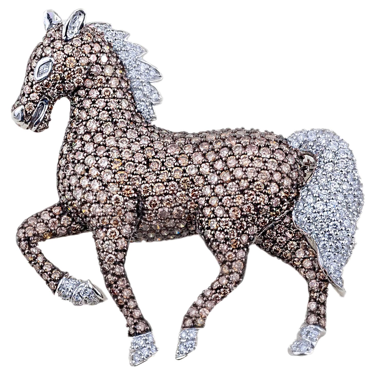Diamond Horse Brooch