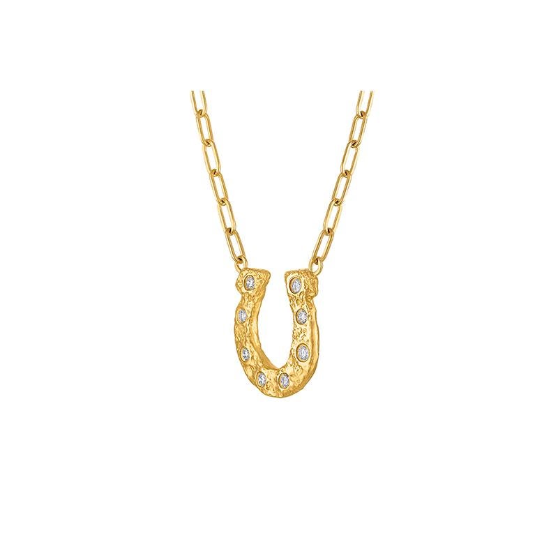 Artisan Diamond Horse Shoe Diamond Necklace For Sale