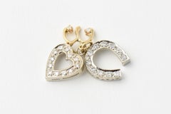 Diamond Horse Shoe, Heart and Wishbone Gold Good Luck Charms