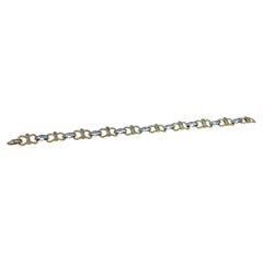 Diamond Horse Shoe Pave Link Layered Rope Fashion 14 Karat Yellow Gold Bracelet