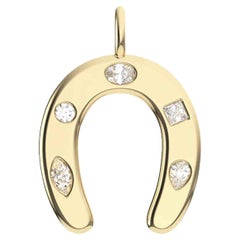 Ciondolo con diamante a ferro di cavallo in oro 14k Contemporaneo