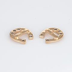 Diamond Horseshoe Earring Jackets Vintage 14k Yellow Gold Estate Jewelry