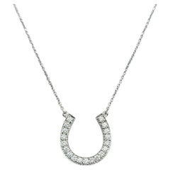 Diamond Horseshoe Motif Pendant Necklace in 14 Karat White Gold