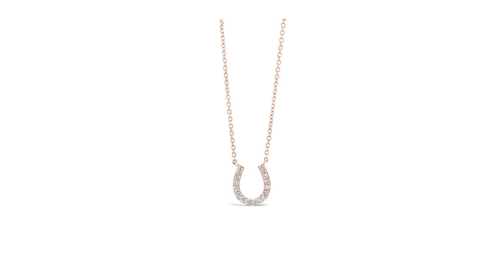 Round Cut Diamond Horseshoe Necklace in 18k Gold 18