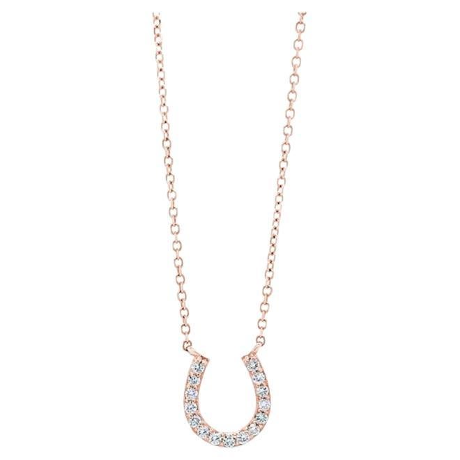 Diamond Horseshoe Necklace in 18k Gold 18" Adjustable Ball Chain