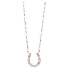 Diamond Horseshoe Necklace in 18k Gold 18" Adjustable Ball Chain